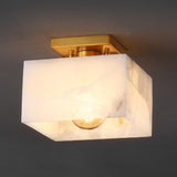 Alessia 1-Light Modern Contemporary Alabaster/Iron Cube LED Semi Flush Mount
