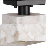 Alessia 1-Light Modern Contemporary Alabaster/Iron Cube LED Semi Flush Mount