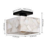 Alessia 1-Light Modern Contemporary Alabaster/Iron Cube LED Semi Flush Mount