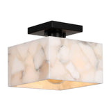Alessia 1-Light Modern Contemporary Alabaster/Iron Cube LED Semi Flush Mount