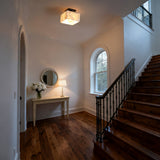 Alessia 1-Light Modern Contemporary Alabaster/Iron Cube LED Semi Flush Mount