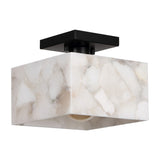 Alessia 1-Light Modern Contemporary Alabaster/Iron Cube LED Semi Flush Mount