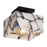 Alessia 1-Light Modern Contemporary Alabaster/Iron Cube LED Semi Flush Mount