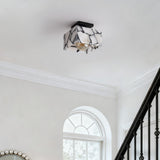 Alessia 1-Light Modern Contemporary Alabaster/Iron Cube LED Semi Flush Mount