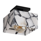 Alessia 1-Light Modern Contemporary Alabaster/Iron Cube LED Semi Flush Mount