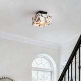 Alessia 1-Light Modern Contemporary Alabaster/Iron Cube LED Semi Flush Mount