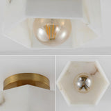Tessa 8" 1-Light Modern Contemporary Alabaster/Iron Hexagonal LED Semi Flush Mount
