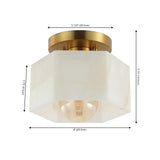 Tessa 8" 1-Light Modern Contemporary Alabaster/Iron Hexagonal LED Semi Flush Mount