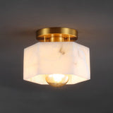 Tessa 8" 1-Light Modern Contemporary Alabaster/Iron Hexagonal LED Semi Flush Mount