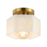 Tessa 8" 1-Light Modern Contemporary Alabaster/Iron Hexagonal LED Semi Flush Mount