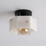 Tessa 8" 1-Light Modern Contemporary Alabaster/Iron Hexagonal LED Semi Flush Mount