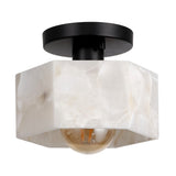 Tessa 8" 1-Light Modern Contemporary Alabaster/Iron Hexagonal LED Semi Flush Mount