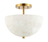 Celine 11.88" 2-Light Modern Contemporary Alabaster/Iron Inverted Dome LED Semi Flush Mount