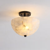 Celine 11.88" 2-Light Modern Contemporary Alabaster/Iron Inverted Dome LED Semi Flush Mount