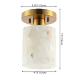 Jules 5.13" 1-Light Modern Contemporary Alabaster/Iron Cylinder LED Semi Flush Mount
