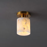 Jules 5.13" 1-Light Modern Contemporary Alabaster/Iron Cylinder LED Semi Flush Mount
