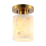 Jules 5.13" 1-Light Modern Contemporary Alabaster/Iron Cylinder LED Semi Flush Mount