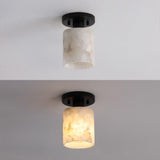 Jules 5.13" 1-Light Modern Contemporary Alabaster/Iron Cylinder LED Semi Flush Mount