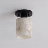 Jules 5.13" 1-Light Modern Contemporary Alabaster/Iron Cylinder LED Semi Flush Mount