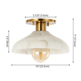 Amara 10" 1-Light Mid-Century Classic Alabaster/Iron LED Semi Flush Mount
