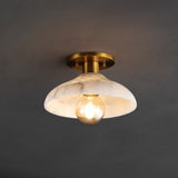 Amara 10" 1-Light Mid-Century Classic Alabaster/Iron LED Semi Flush Mount