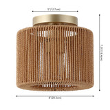 Omar 8 in. 1-Light Modern Bohemian Metal and Cross Woven Paper Rope Drum LED Flush Mount