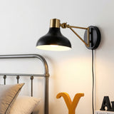 Lynn 15" Swing Arm Modern Midcentury Iron USB Charging Port LED Sconce Black/Brass Gold – MAIN-ROOM