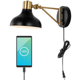 Lynn 15" Swing Arm Modern Midcentury Iron USB Charging Port LED Sconce - JONATHAN Y