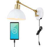 Lisa 18" Swing Arm Modern Midcentury Iron USB Charging Port LED Sconce - JONATHAN Y