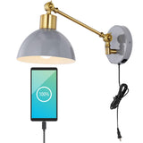 Lisa 18" Swing Arm Modern Midcentury Iron USB Charging Port LED Sconce - JONATHAN Y