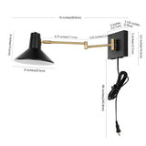 Hygge 16" Swing Arm Modern Midcentury Iron USB Charging Port LED Sconce - JONATHAN Y