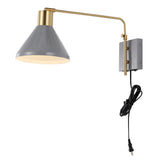 Max 20.5" Swing Arm Modern Midcentury Iron USB Charging Port LED Sconce - JONATHAN Y