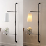 Andre 11.5" Contemporary Industrial Iron Plug-In with Adjustable White Marble Table LED Sconce - JONATHAN Y