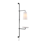 Andre 11.5" Contemporary Industrial Iron Plug-In with Adjustable White Marble Table LED Sconce - JONATHAN Y