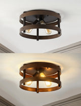 Cooper 16" Farmhouse Industrial Iron LED Flush Mount - JONATHAN Y