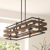 Horizon 34" Rustic Farmhouse Iron Linear LED Pendant - JONATHAN Y