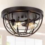 Lyla 15.75" Rustic Farmhouse Iron LED Flush Mount - JONATHAN Y