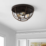 Lyla 15.75" Rustic Farmhouse Iron LED Flush Mount - JONATHAN Y