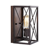 Norris X-Frame 6" Farmhouse Rustic Iron LED Sconce - JONATHAN Y