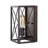 Norris X-Frame 6" Farmhouse Rustic Iron LED Sconce - JONATHAN Y