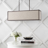 Cole 42" Minimalist Industrial Rectangular Linen Iron Linear LED Pendant - JONATHAN Y