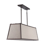 Crosby 42" Minimalist Industrial Trapezoidal Linen Iron Linear LED Pendant - JONATHAN Y