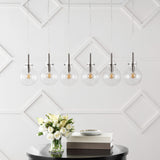 Harlow 40.5" Modern Contemporary Round Glass/Iron LED Linear Pendant - JONATHAN Y