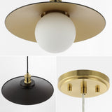 Hadley 14.5" 1-Light Scandinavian Farmhouse Iron/Frosted Glass LED Pendant - JONATHAN Y