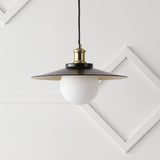 Hadley 14.5" 1-Light Scandinavian Farmhouse Iron/Frosted Glass LED Pendant - JONATHAN Y