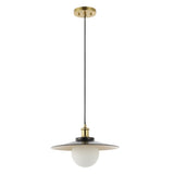 Hadley 14.5" 1-Light Scandinavian Farmhouse Iron/Frosted Glass LED Pendant - JONATHAN Y