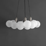 Aubrey 24" 3-Light Mid-Century Glam Frosted Glass Orb LED Chandelier - JONATHAN Y