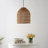 Koda 13" Farmhouse Coastal Bohemian Rattan 180" Cord Plug-In or Hardwired LED Pendant - JONATHAN Y