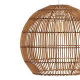 Raya 19" Farmhouse Coastal Rattan 180" Cord Plug-In or Hardwired LED Pendant - JONATHAN Y