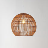 Raya 19" Farmhouse Coastal Rattan 180" Cord Plug-In or Hardwired LED Pendant - JONATHAN Y